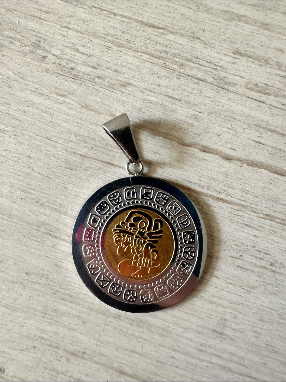 Two-Tone Mayan-Inspired Round Pendant — from Mexico